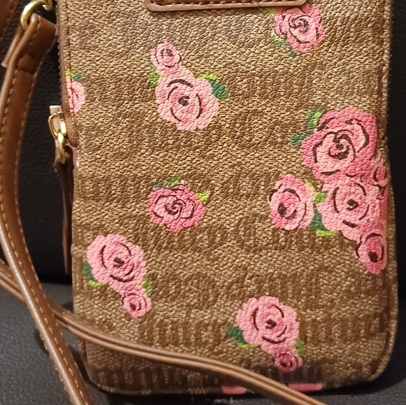 JUICY COUTURE CELLIE PINK BLOOM BROWN FORGET ME NOT CROSSBODY BAG - Picture 5 of 11